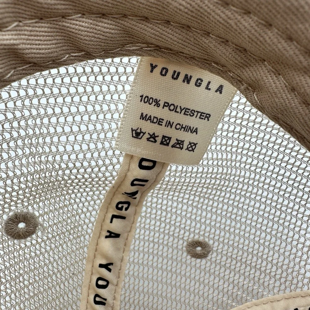 YoungLA Trucker Hat Cream Tan LA Logo Foam Front Snapback Adult Cap Unisex